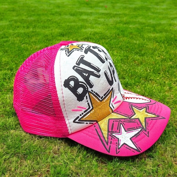Handpainted Mesh Back Trucker Hat - Score Big with Style! ? Baseball or Football